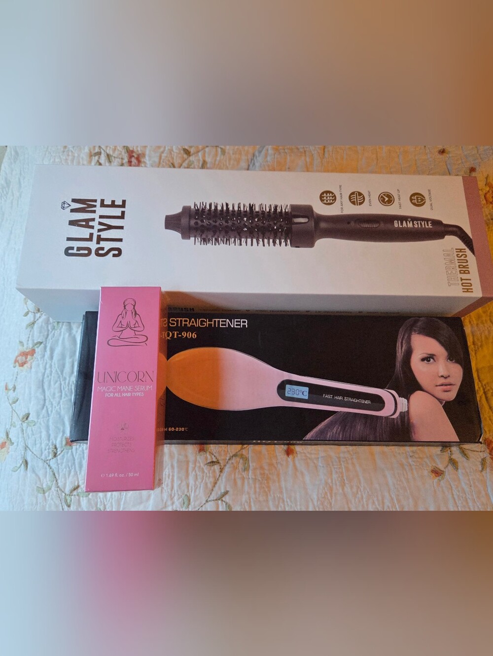 LOT Of Styling Tools With Karma Beauty Unicorn Hair Oil For Great Hair Days! NIB